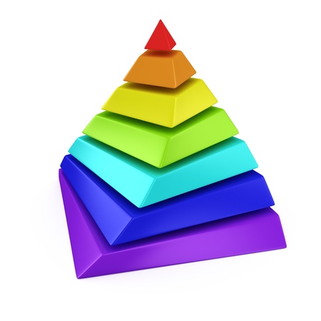 Multicolored layered pyramid on the white backgroundの写真素材