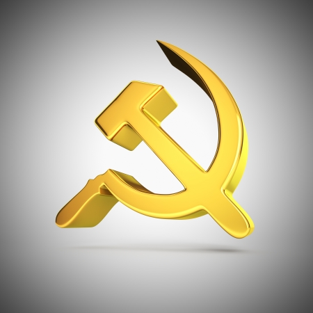 Golden socialism symbol on greyの写真素材