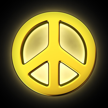 Peace symbol with backlight effect on the black backgroundの写真素材