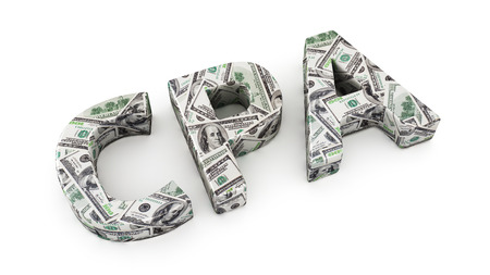 Word CPA made from dollar banknotes on white backgroundの写真素材