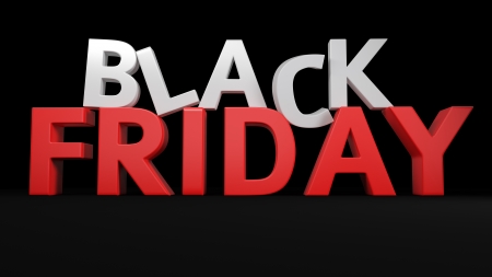 3D label Black Friday on black backgroundの写真素材