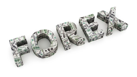 Word Forex made from dollar banknotes on white backgroundの写真素材