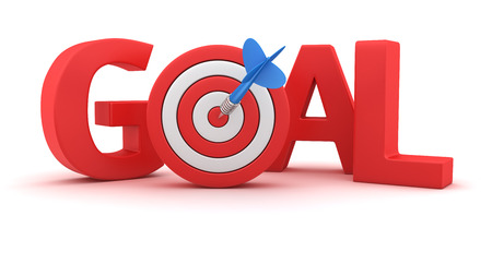 Word Goal with small dartboard on white backgroundの写真素材