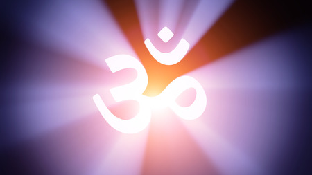 Radiant light from the symbol of Aumの写真素材
