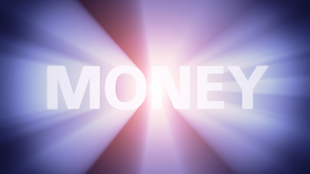 Radiant light from the word "MONEY"の写真素材