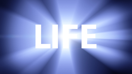Radiant light from the word "LIFE"の写真素材