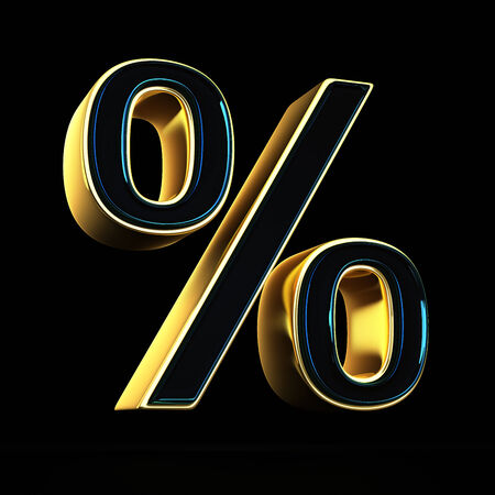 Single symbol of percent from gold and glassの写真素材