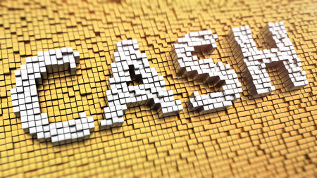Pixelated word CASH made from cubes, mosaic patternの写真素材