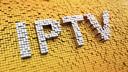 Pixelated acronym IPTV made from cubes, mosaic patternの写真素材