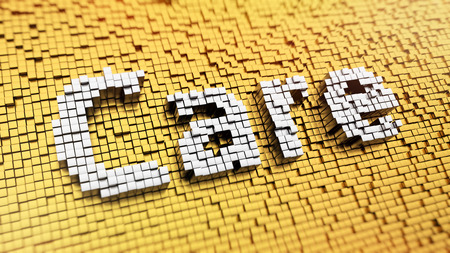 Pixelated word Care made from cubes, mosaic patternの写真素材