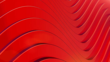 3d red waves, abstract curved backgroundの写真素材