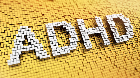 Pixelated acronym ADHD made from cubes, mosaic patternの写真素材
