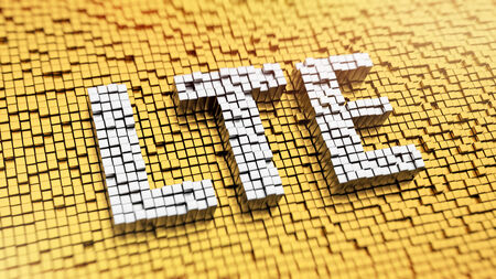 Pixelated acronym LTE made from cubes, mosaic patternの写真素材