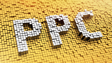 Pixelated acronym PPC made from cubes, mosaic patternの写真素材