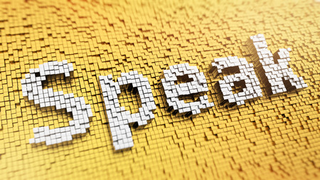 Pixelated word SPEAK made from cubes, mosaic patternの写真素材