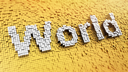 Pixelated word World made from cubes, mosaic patternの写真素材