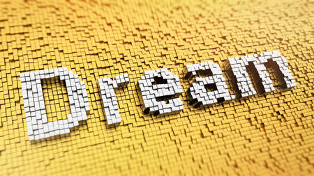 Pixelated word Dream made from cubes, mosaic patternの写真素材