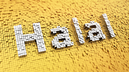 Pixelated word 'Halal' made from cubes, mosaic patternの写真素材