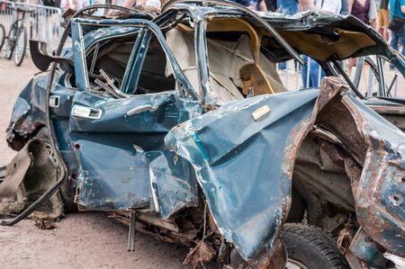 Car scrap after destructive performance on the technical festival