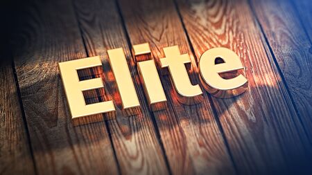 The best people on the planet. The word Elite is lined with gold letters on wooden planks. 3D...