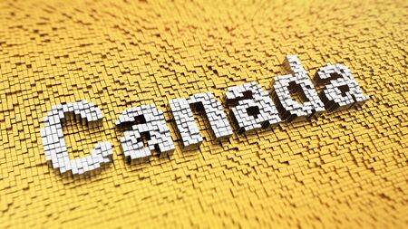 Canada headline. Pixelated word Canada made from matrix mosaic cubes. 3D illustration imageの写真素材