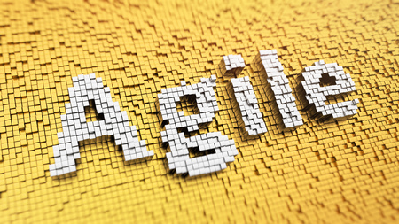 Software development methodology. Pixelated word Agile made from cubes, mosaic pattern. 3D illustration imageの写真素材
