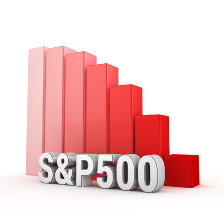 American S&P500 main index falling. Word S&P500 against the red falling graph. 3D illustration pictureの写真素材