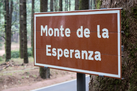 Road sign of landmark "Monte de la Esperanza", Tenerife, Canary Islandsの写真素材