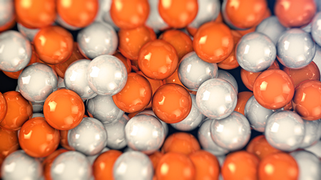 Orange and white vibrant colors spheres. Abstract two colours background.の写真素材