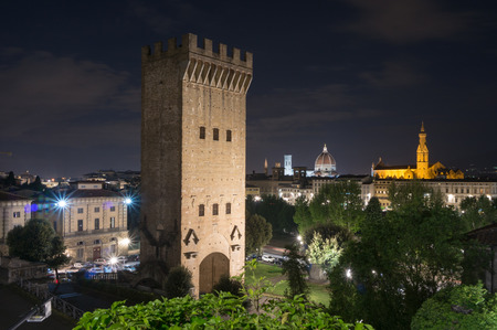 Gate of San Niccolo against the beautiful panorama of Florenceの写真素材