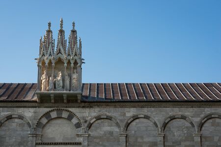 Sculpture on the roof of the ancient Monumental Cemeteryの写真素材