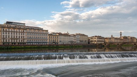 Santa Rosa weir across the Arno river, Florence, Italyの写真素材