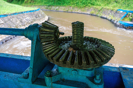 Old steel gear of dam in Indonesiaの写真素材