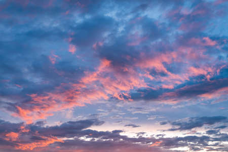 Colorful skyscape at sunrise in Valencia, Spainの写真素材