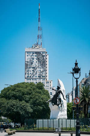 Buenos Aires, Argentina - January 10, 2018: Giant portrait of Maria Eva Duarte de Peron (Evita) on facade building of the Social Development Ministryのeditorial素材