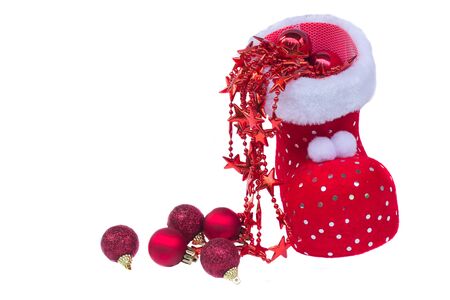 Santa shoe isolated on white の素材