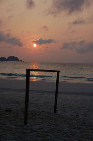 Beach Football Goal Pole in Pulua Redang, Malaysiaの写真素材