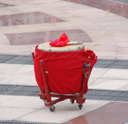 chinese ceremonial drum and stickの写真素材