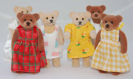 bear family with different clothingsの写真素材