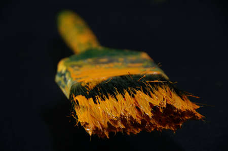 front view of brush with paintの写真素材