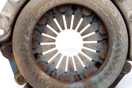clutch plate just removed from a car showing wear out and dust springsの写真素材