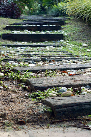 garden steps make of solid wood block