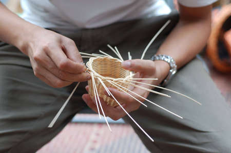 making of mini rotan basket