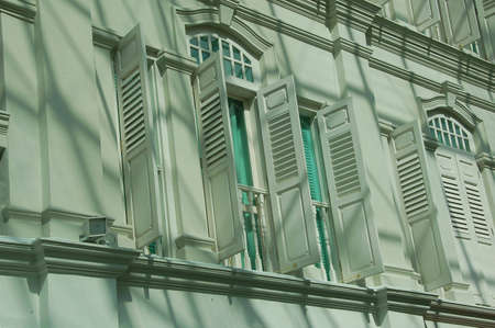 colorfull shop front of restorted old buildingの写真素材