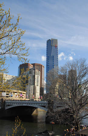 skyline of Melbourne Australia during early springの写真素材