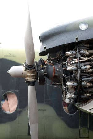 Turbo prop engine with cover removed showing part and pipeworksの写真素材