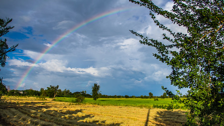 The sky after raining will always beautiful. The beautiful Rainbowの写真素材