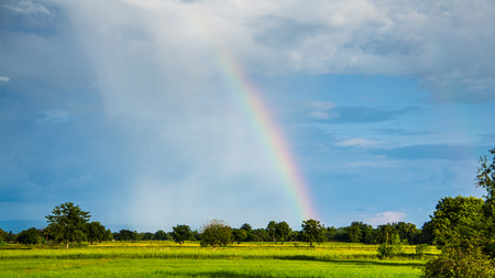 The sky after raining will always beautiful. The Rainbow.の写真素材