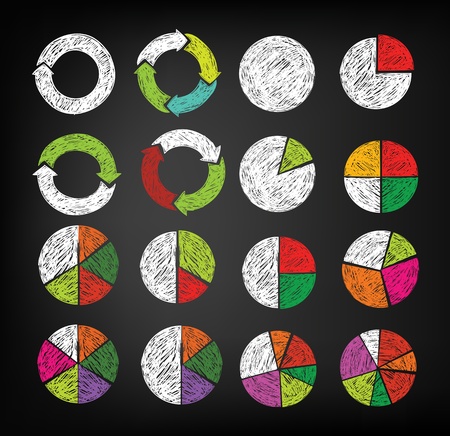 Hand draw business chart icons on blackboardのイラスト素材
