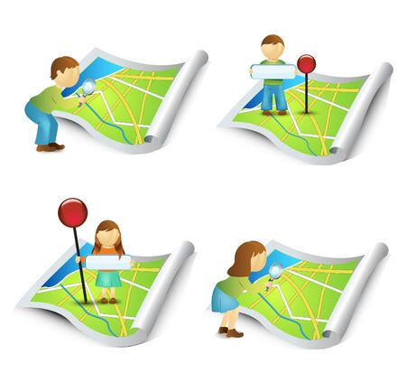 Searching on the mapのイラスト素材